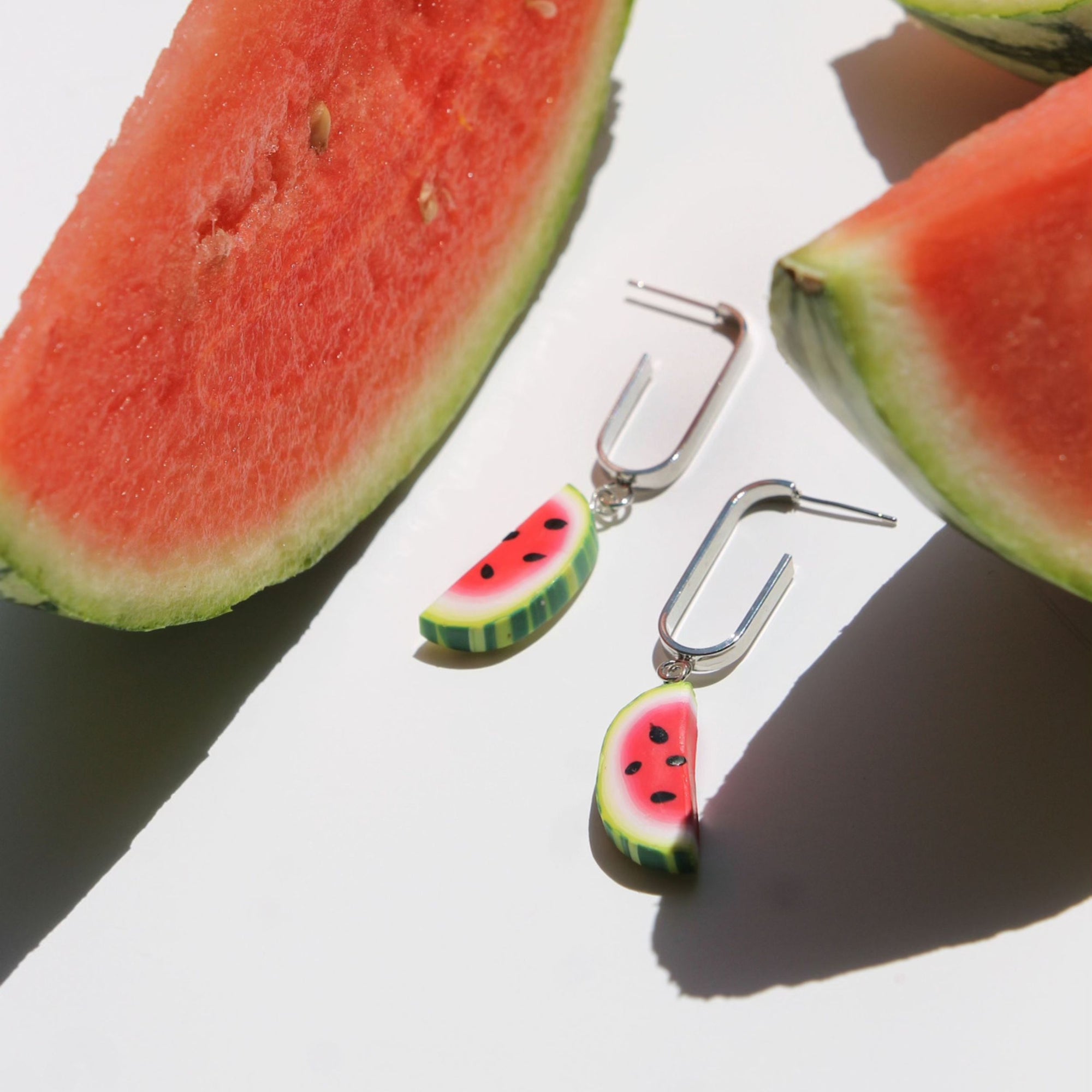 Watermelon L-Shape Earrings