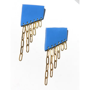 trapezoid BLUE PAPERCLIP EARRINGS