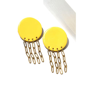 CIRCLE YELLOW PAPERCLIP EARRINGS
