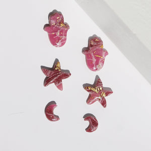 STAR-HAMSA-CRESCENT EARRINGS SET