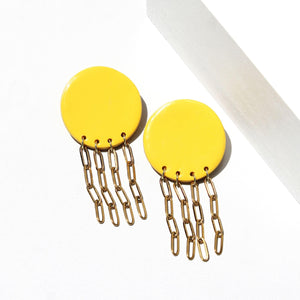 CIRCLE YELLOW PAPERCLIP EARRINGS