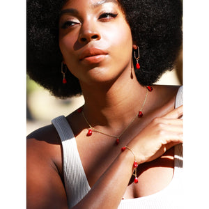 MONO-POMEGRANATE L-SHAPE HOOP EARRINGS