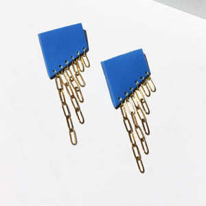 trapezoid BLUE PAPERCLIP EARRINGS