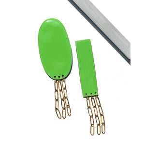 Miss-Match Green paperclip earrings
