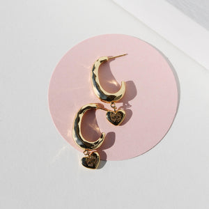 TINY EVIL EYE HEART HOOP EARRINGS