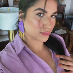 HALF-MOON PURPLE PAPERCLIP EARRINGS