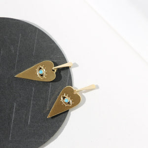 HEART EVIL EYE EARRINGS