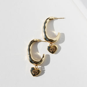 TINY EVIL EYE HEART HOOP EARRINGS - TaifJewelry