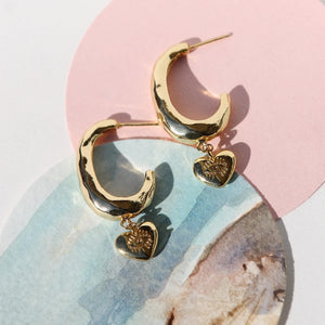 TINY EVIL EYE HEART HOOP EARRINGS - TaifJewelry