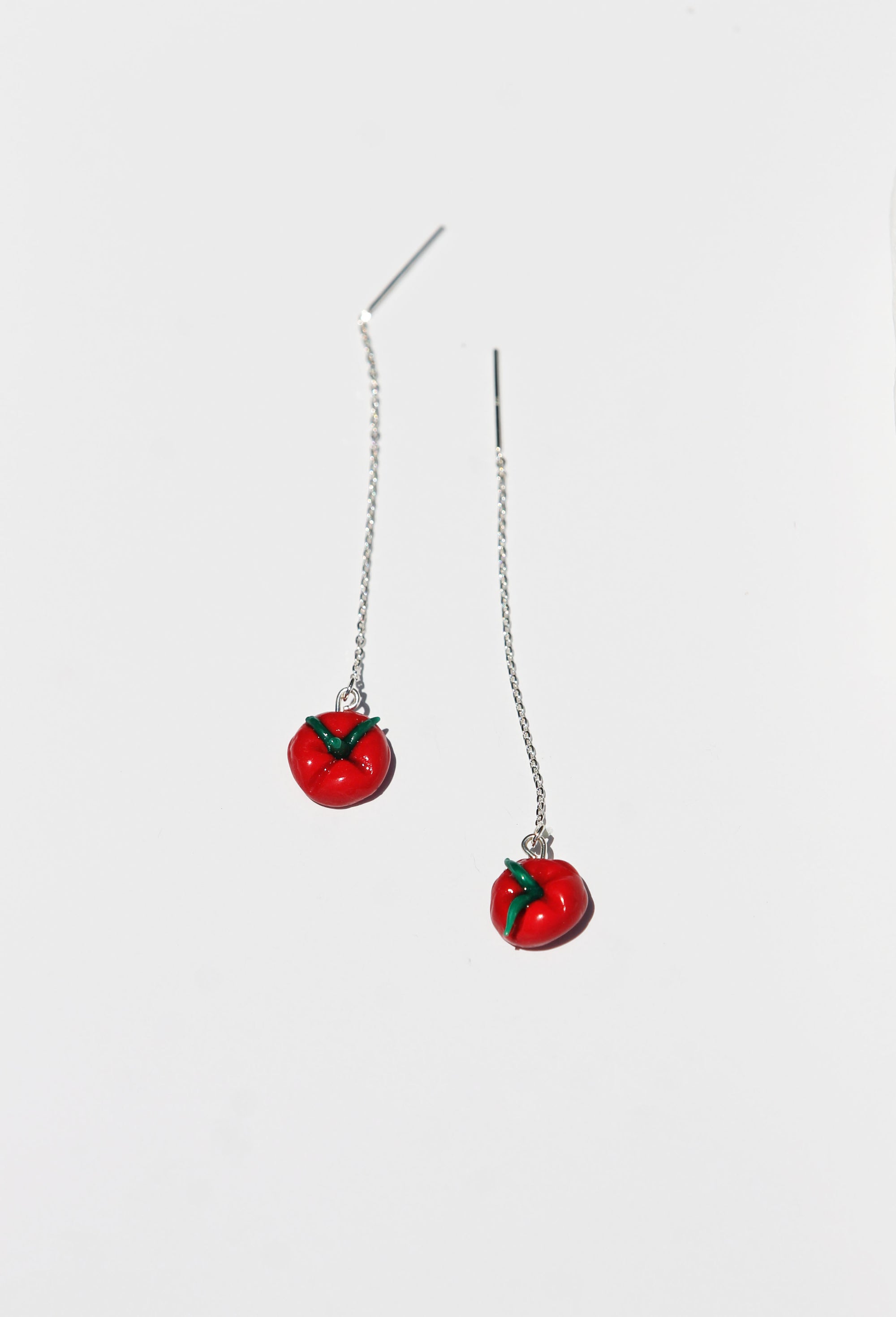 tomato threader earrings
