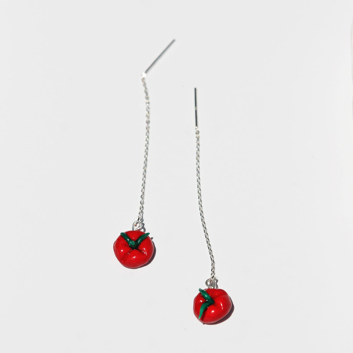 tomato threader earrings