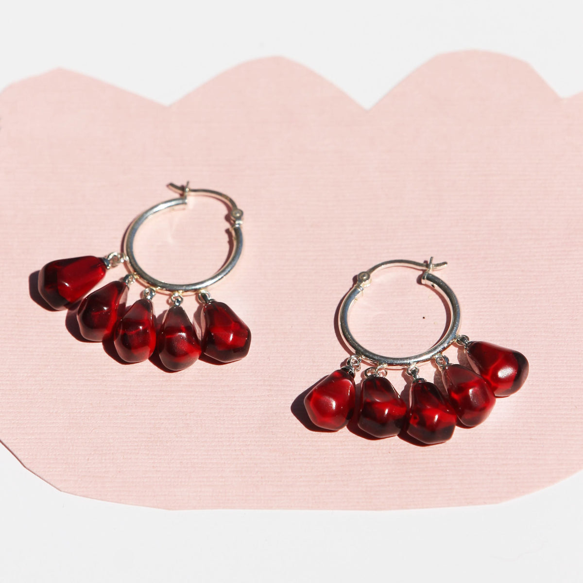 Sterling Silver Pomegranate Hoop Earrings