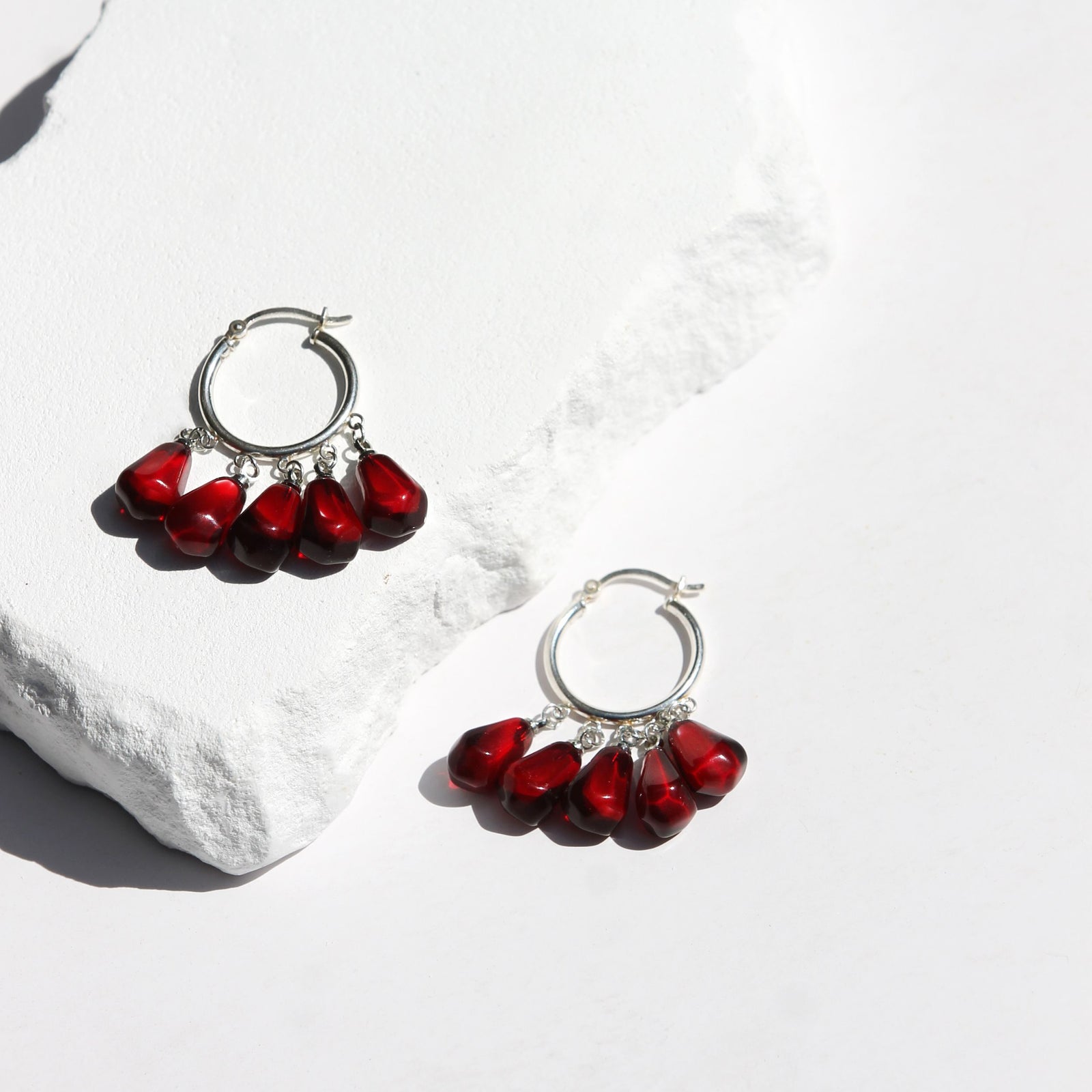 Sterling Silver Pomegranate Hoop Earrings