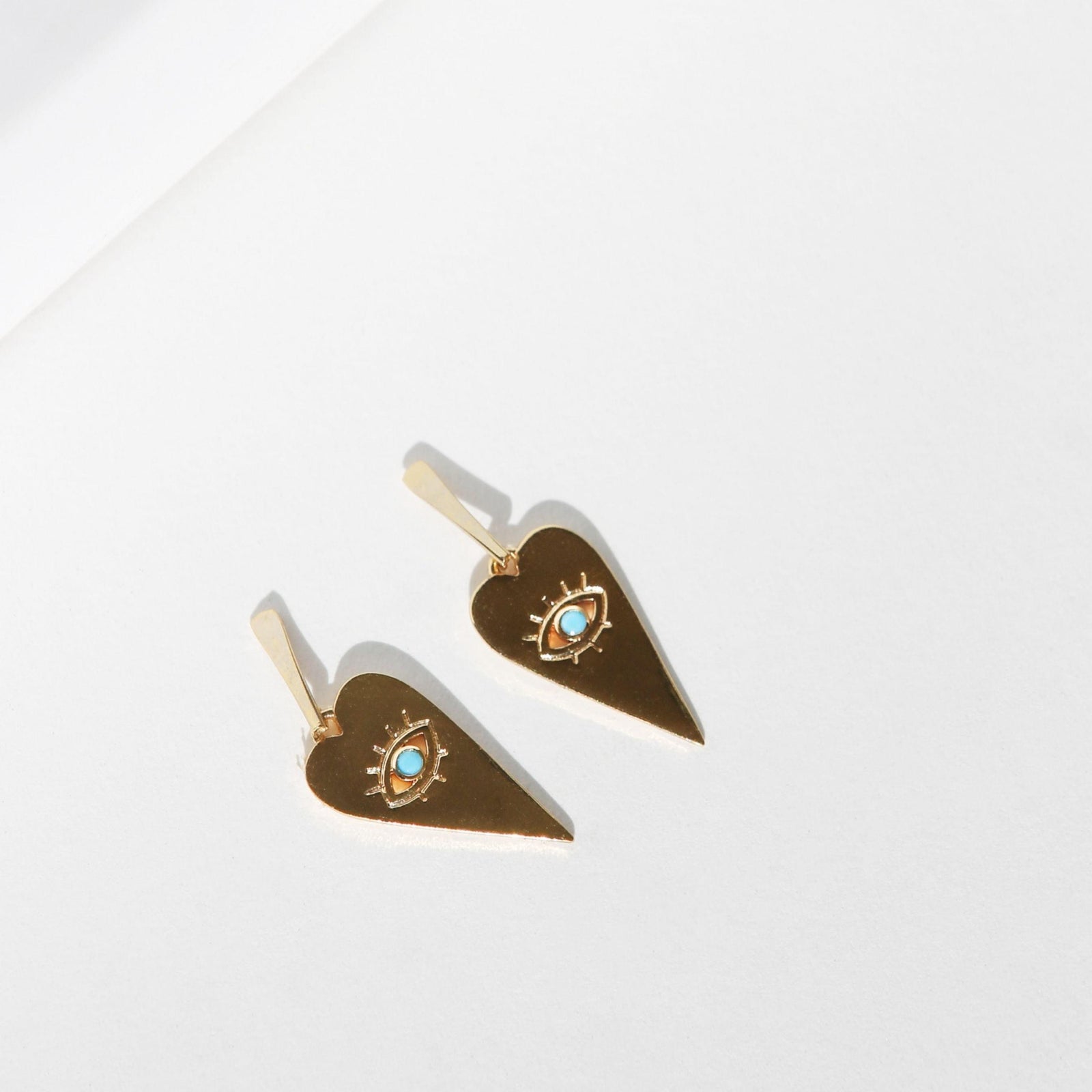 HEART EVIL EYE EARRINGS