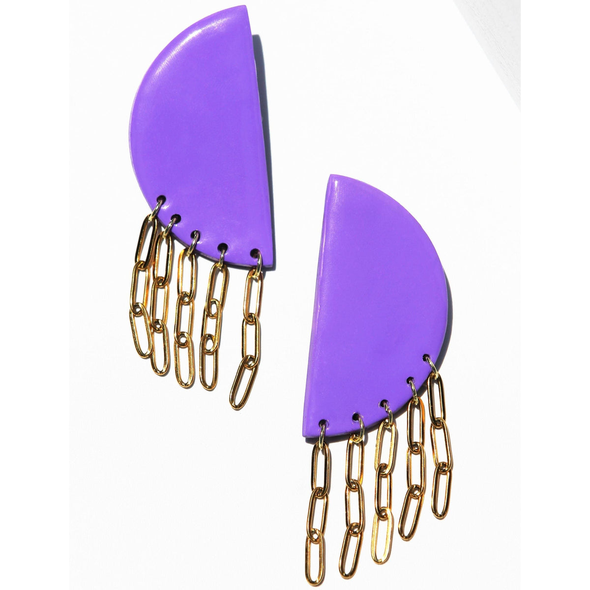 HALF-MOON PURPLE PAPERCLIP EARRINGS