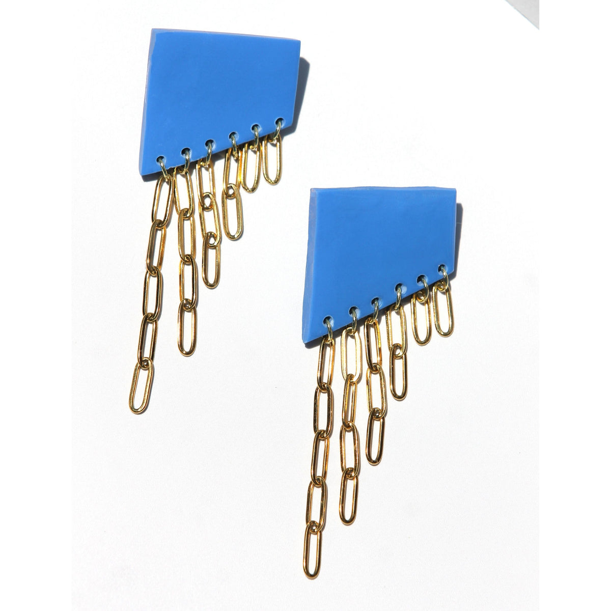 trapezoid BLUE PAPERCLIP EARRINGS