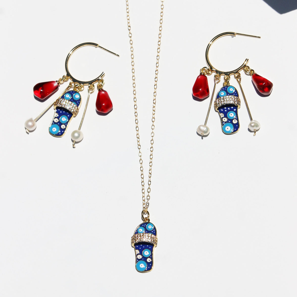 Slippers Evil Eye Pomegranate Set