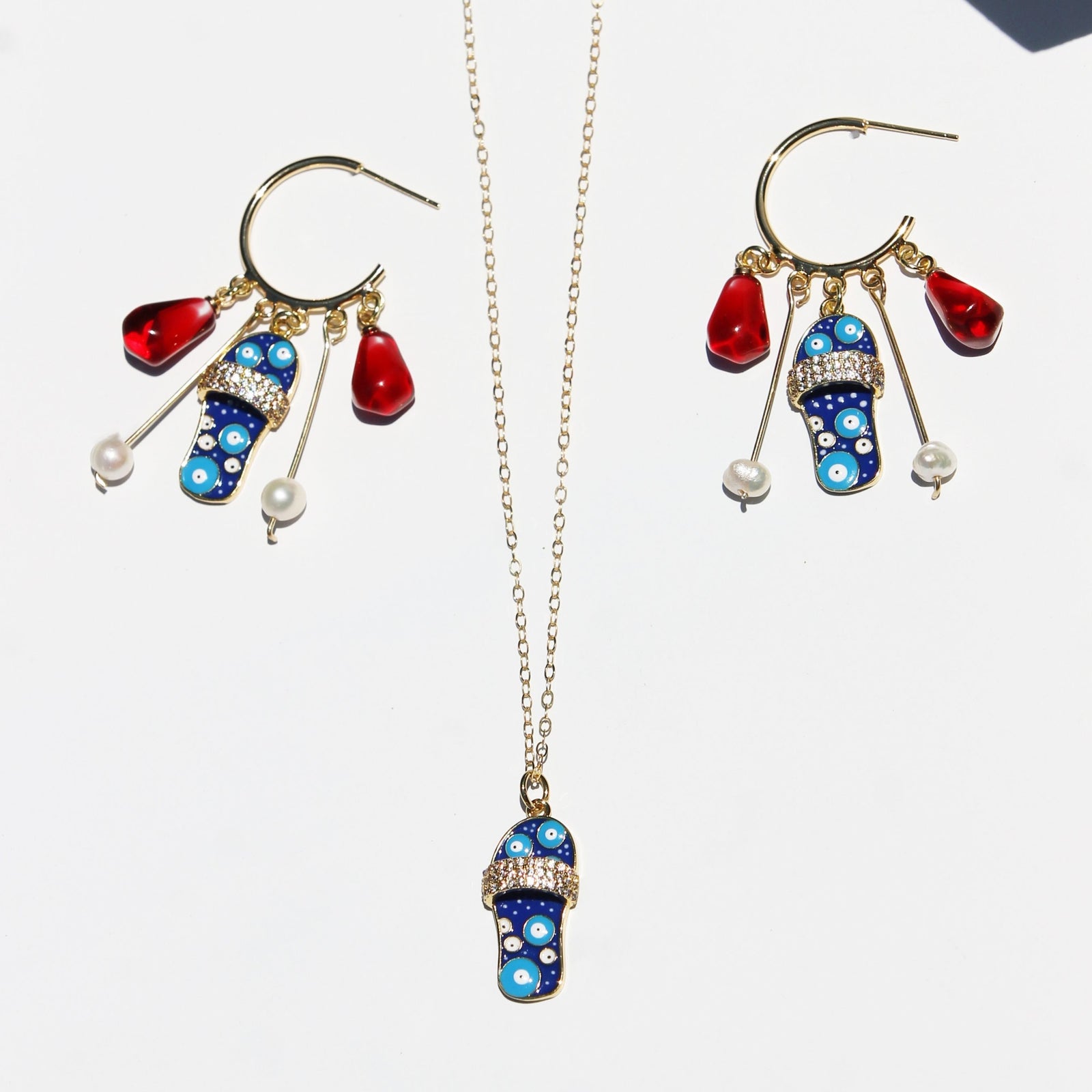 Slippers Evil Eye Pomegranate Set