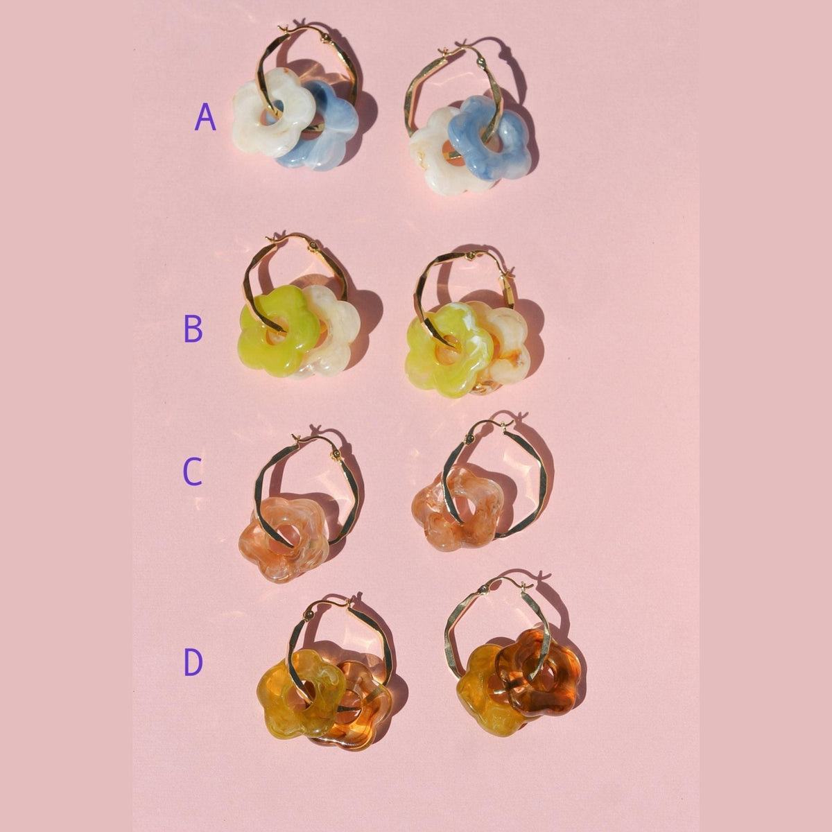 FLORAL RESIN HOOP EARRINGS