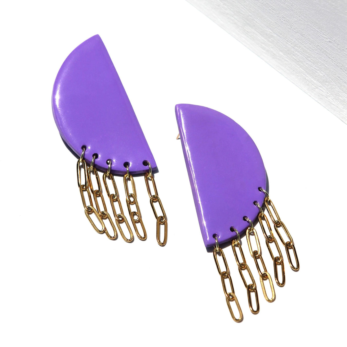 HALF-MOON PURPLE PAPERCLIP EARRINGS