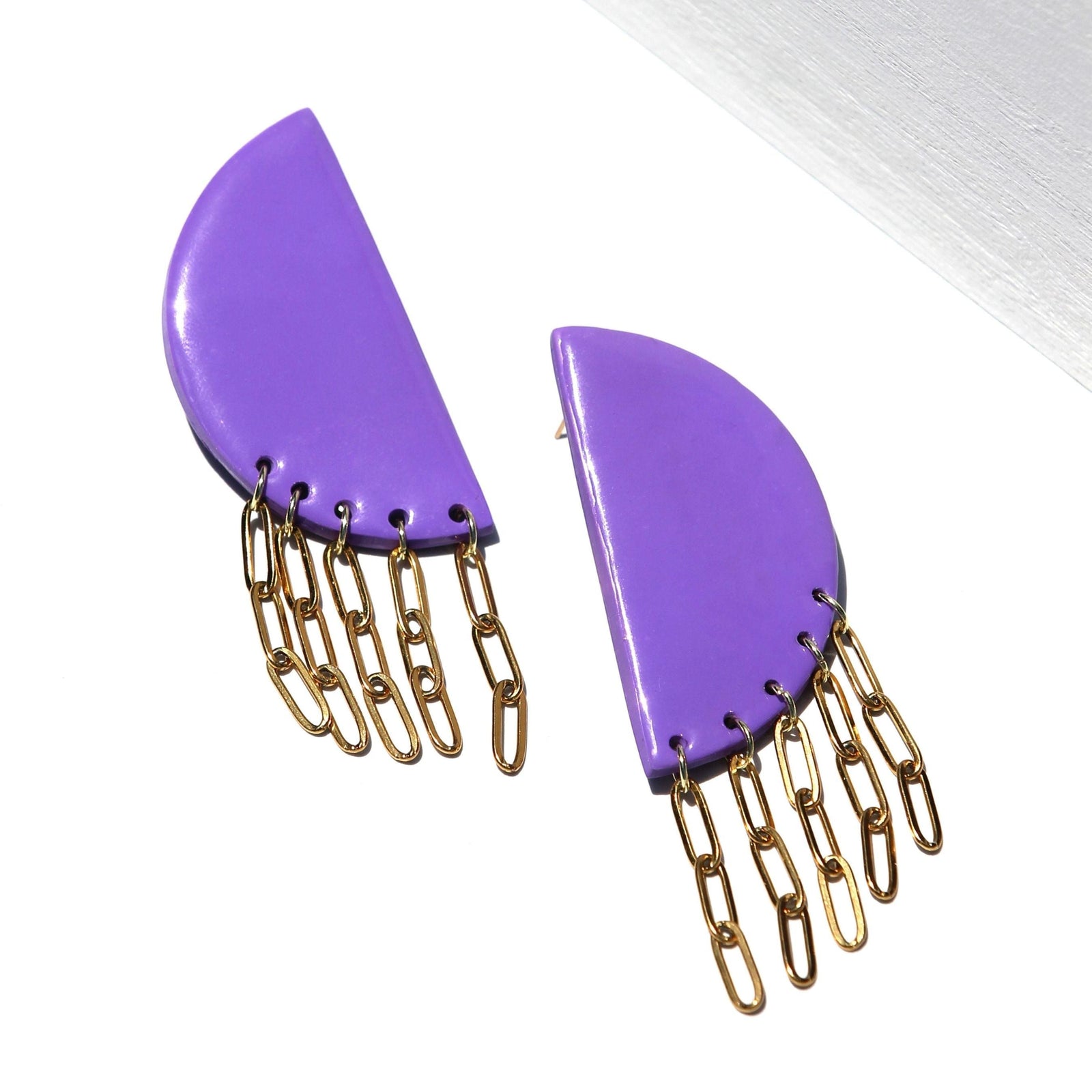 HALF-MOON PURPLE PAPERCLIP EARRINGS