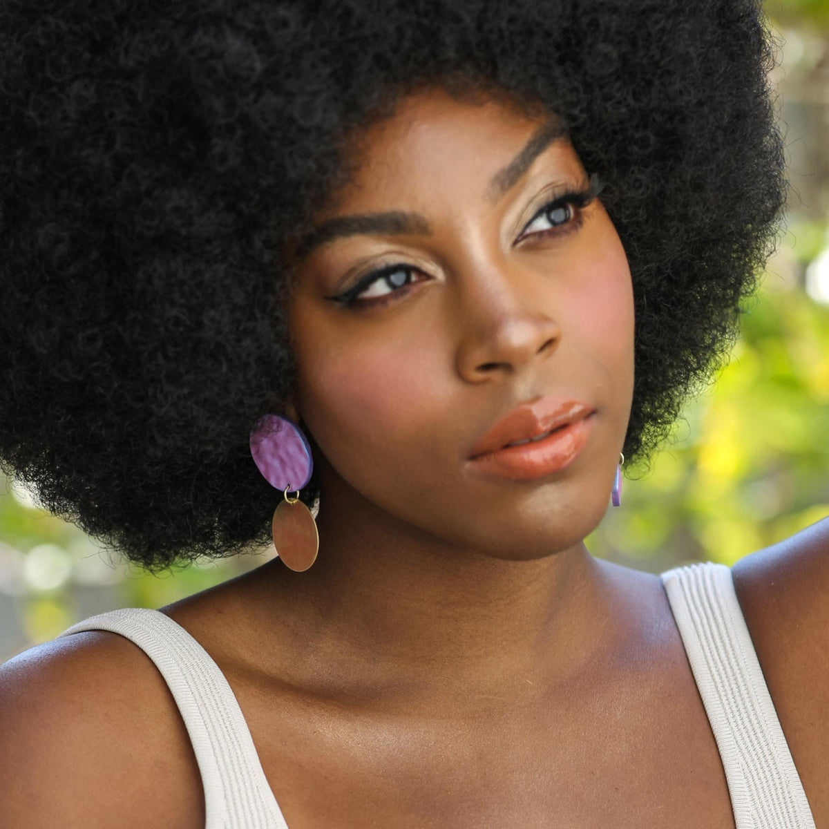 MIS-MATCH NEON PURPLE EARRINGS