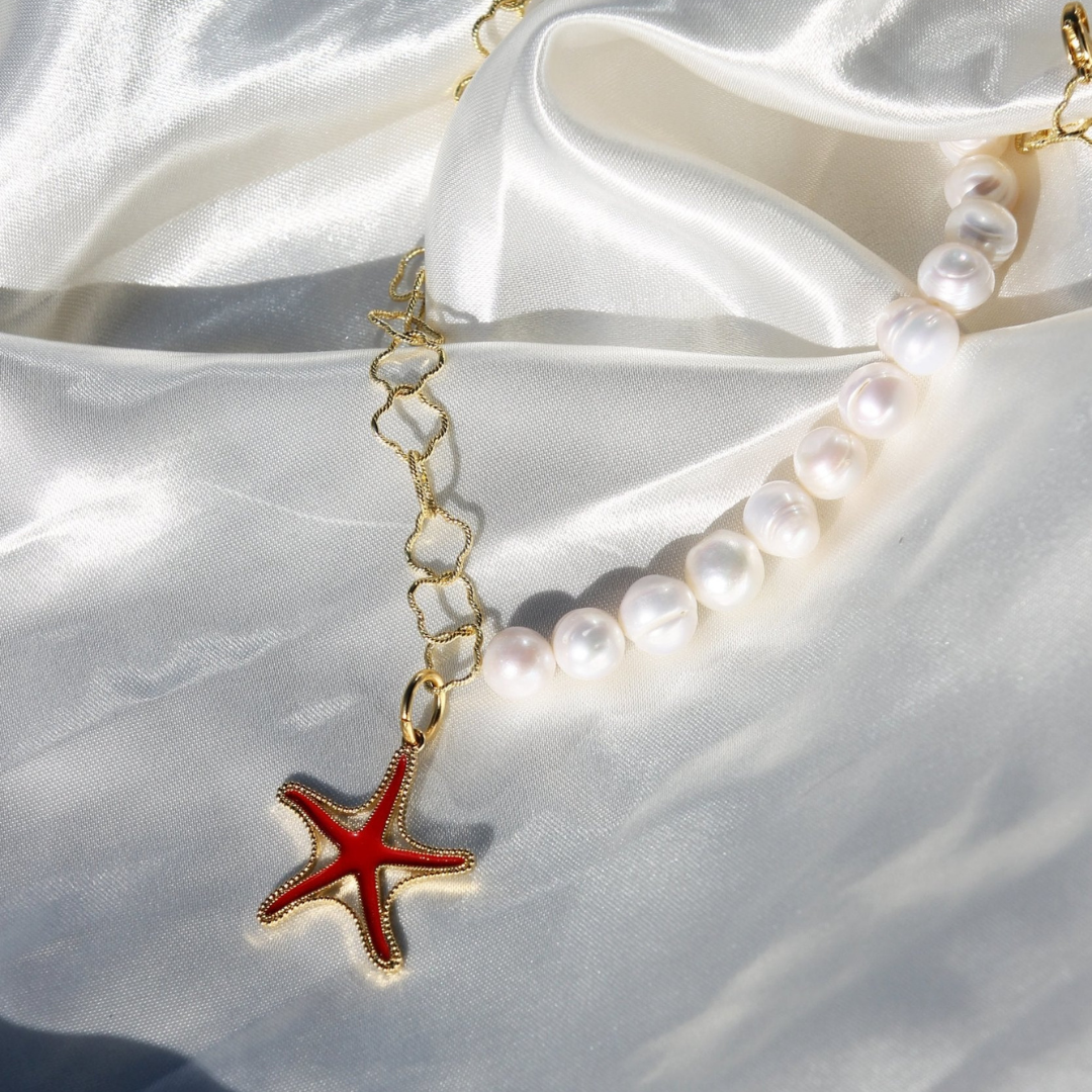 Starfish and pearl necklace online