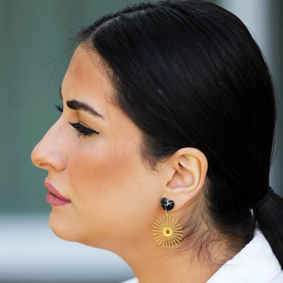 THE HEART MARBLE EARRINGS