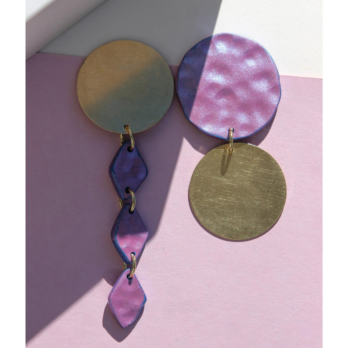 MIS-MATCH NEON PURPLE EARRINGS