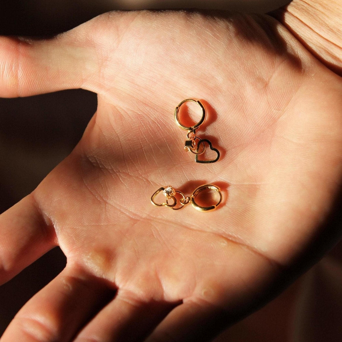 THE MINI GOLD HEART EARRINGS