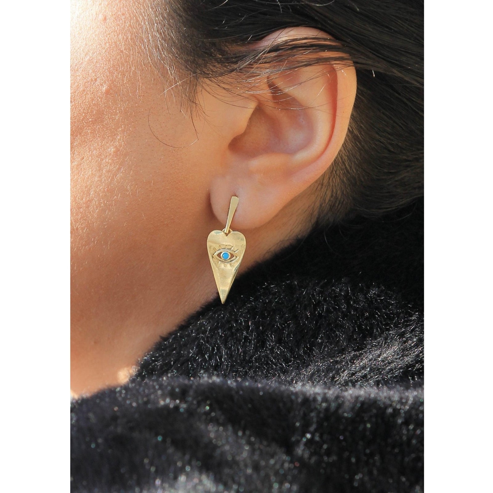 HEART EVIL EYE EARRINGS