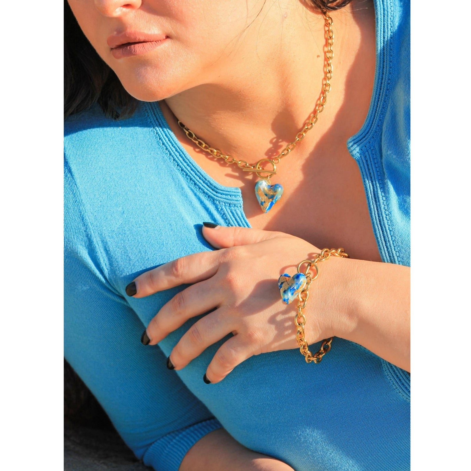 HEART WAVES BLUE NECKLACE