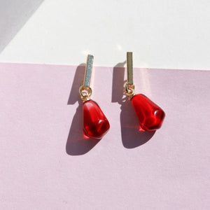 MONO-POMEGRANATE STUD HOOP EARRINGS